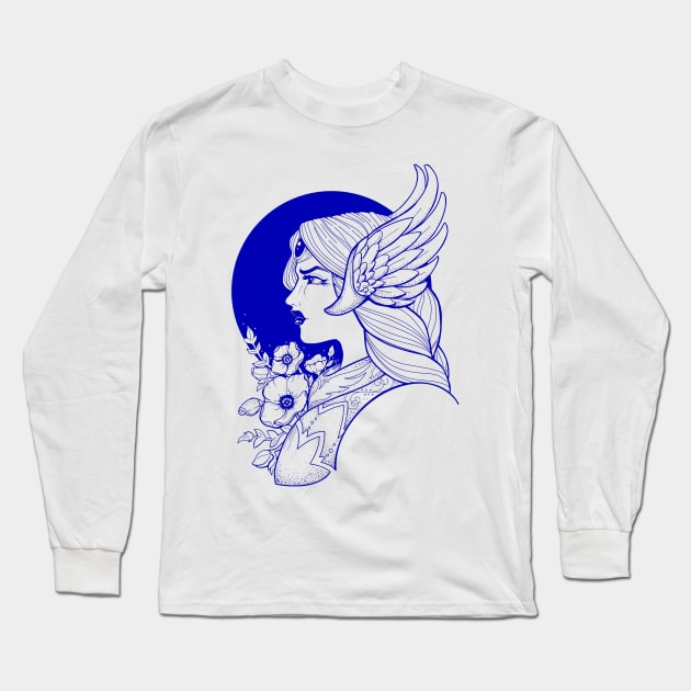 Valkyrie - Blue Long Sleeve T-Shirt by Redheadkls